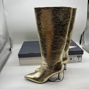 Worthington Womens Pleasant Stiletto Heel Dress Boots Gold Size 6.5